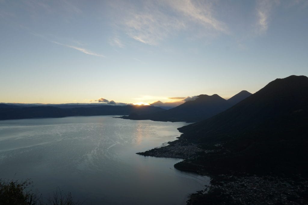 Lake Atitlan view at start of sunrise