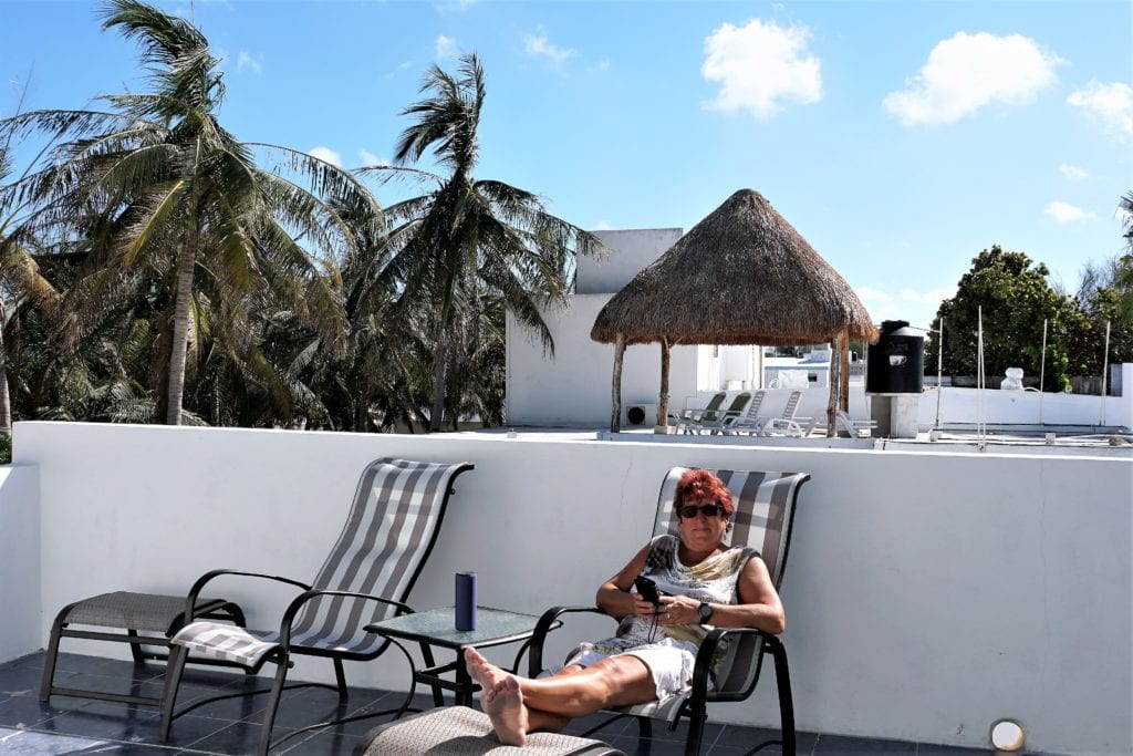 chairs on deck in the sun looking east Progreso