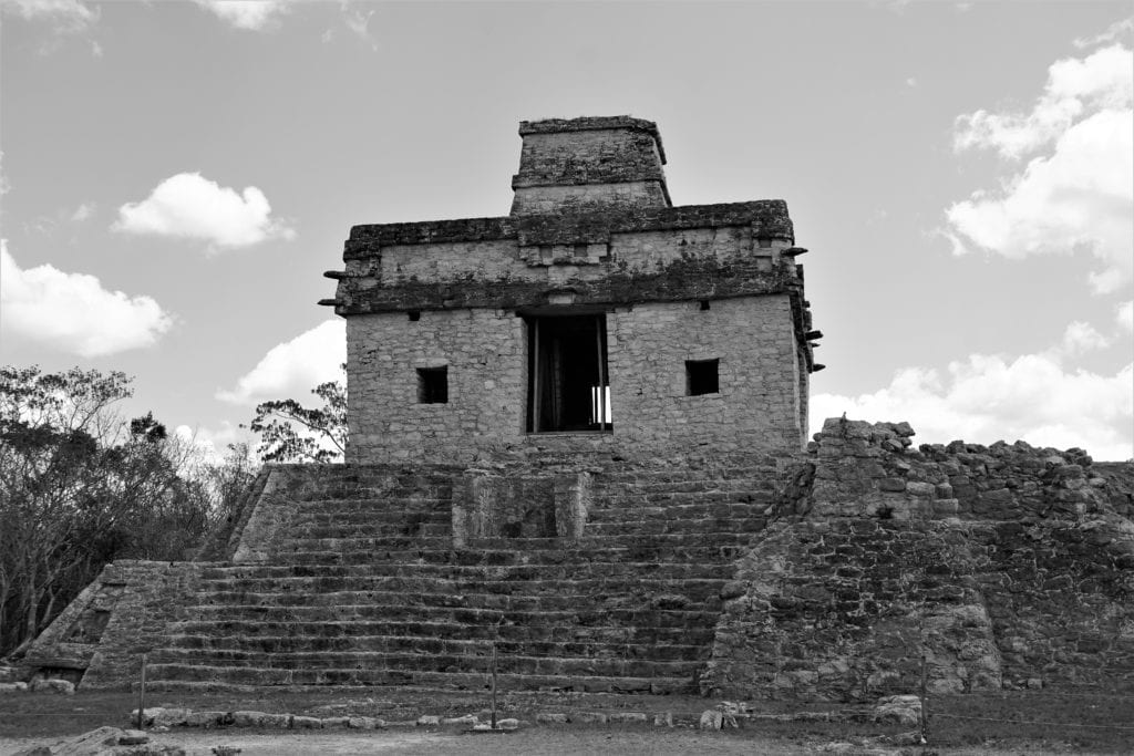 Dzibilchaltún black & white Temple of the 7 Dolls