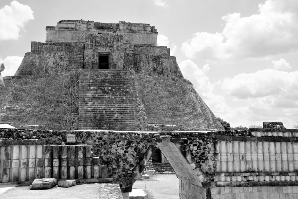 Magicians Pyramid B&W viewed from Quadrangle of the birds