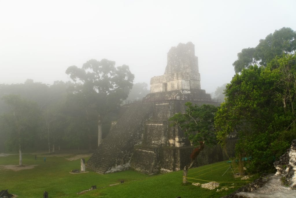 Temple I viewed from Maler's Palace in fog