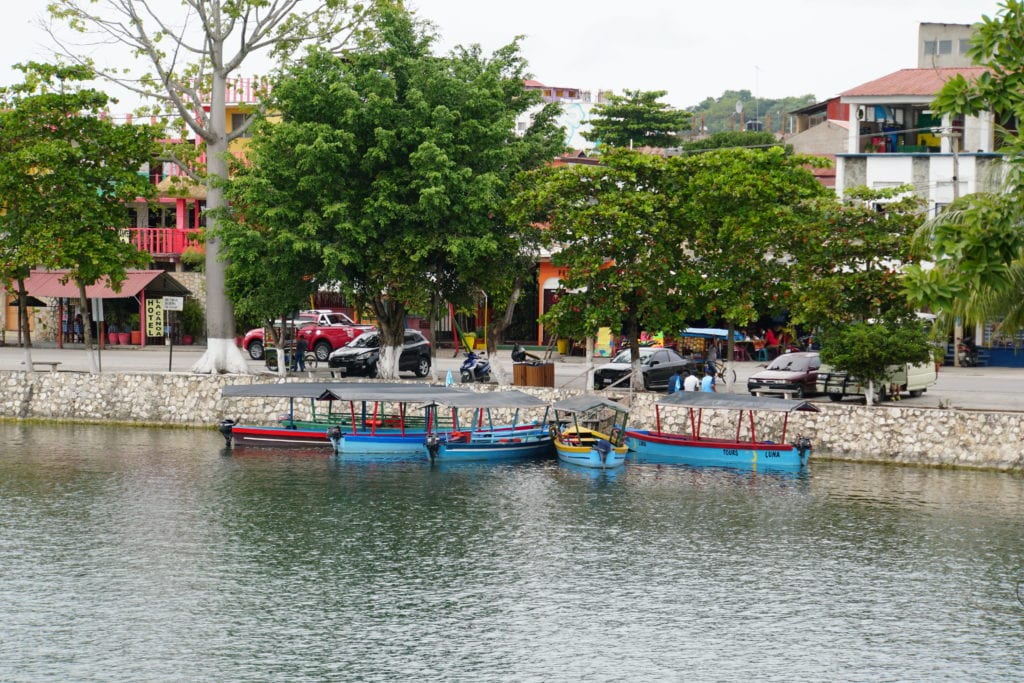 Boats docked awaiting tourists Flores