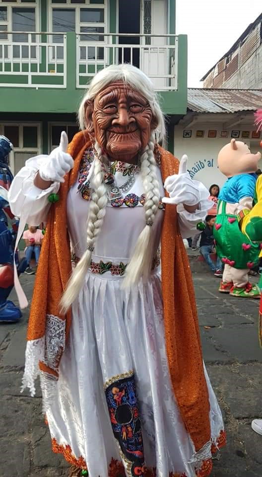 Street parade old Mayan lady character costume