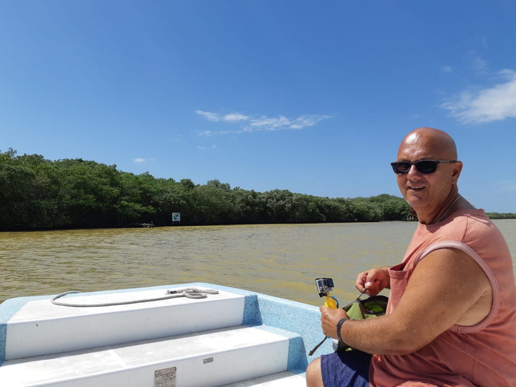 Crossing lagoon in boat to Ecological Reserve Corchito