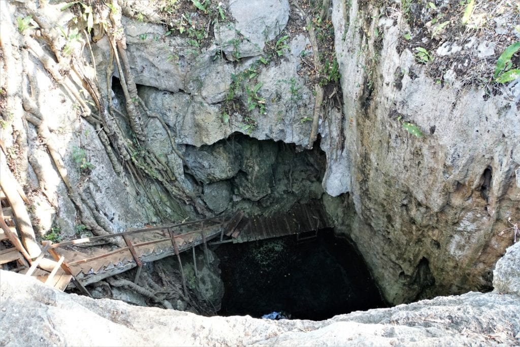 Looking into cenote Yah Nah