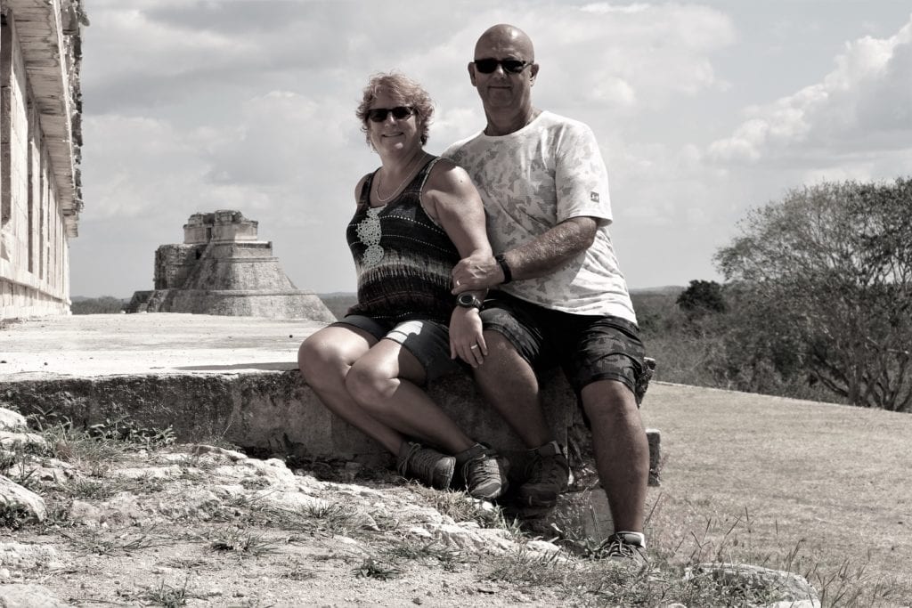 Cindy & I selfie taken from Governors Palace with Magicians Pyramid