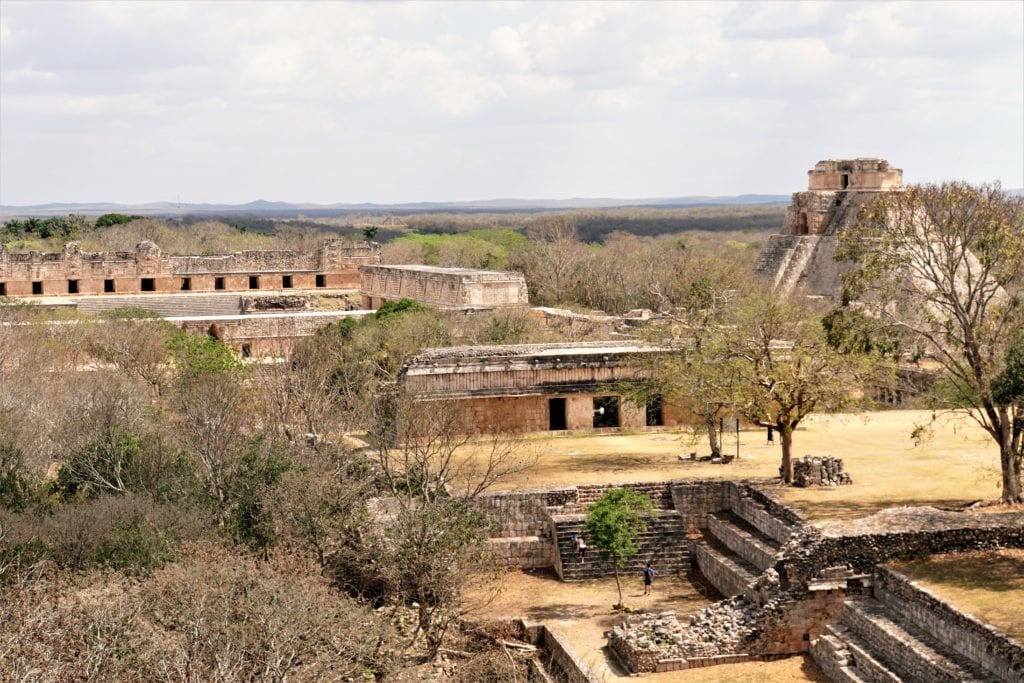 Overview of Nunnery and Magicians Pyramid looking back from Governors palace