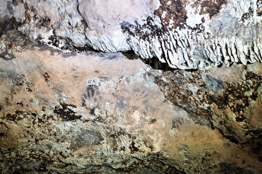 8000 B.C. Hand Stencils On The Wall at Loltun caves