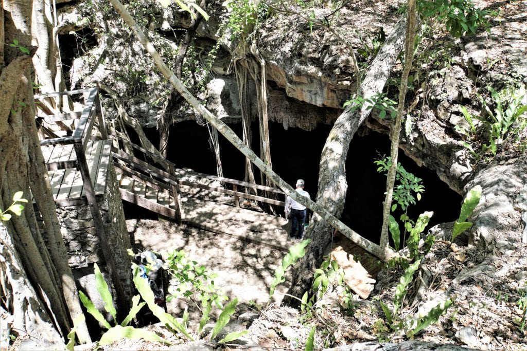 Looing into Cenote Dzonbacal from above