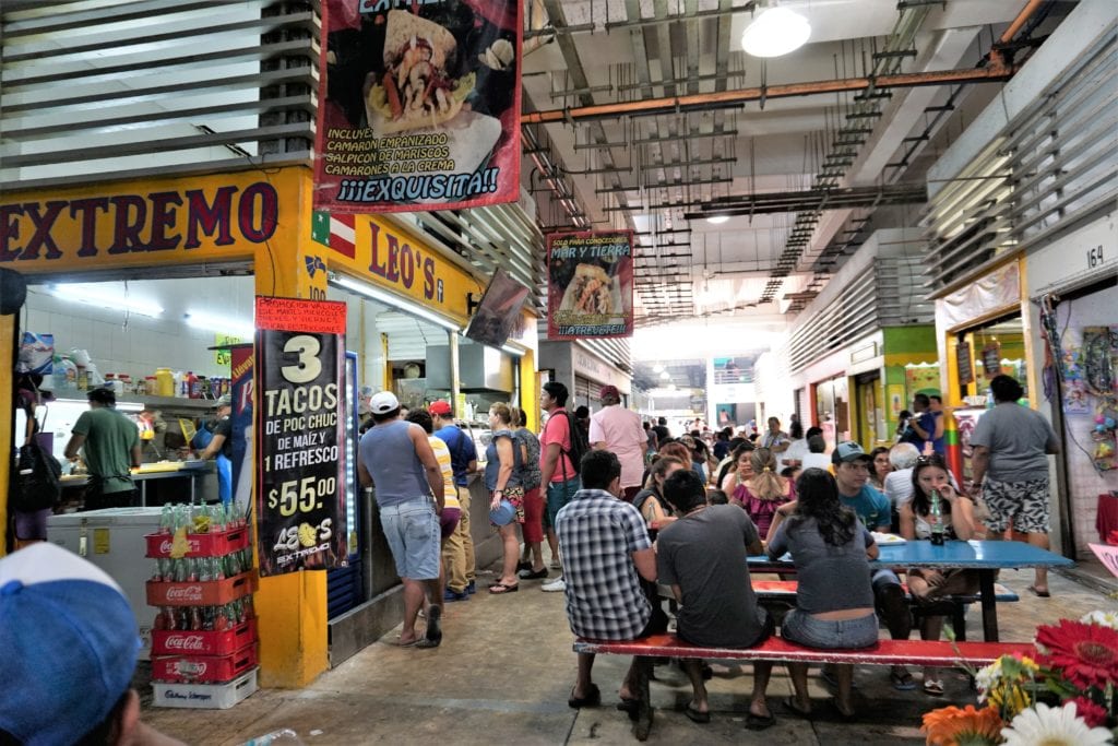 Progreso mercado eating area with patrons