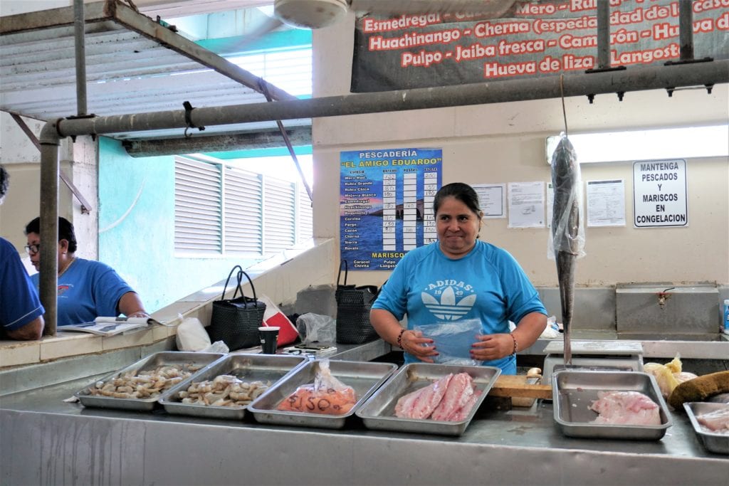 Progreso mercado fish lady monger