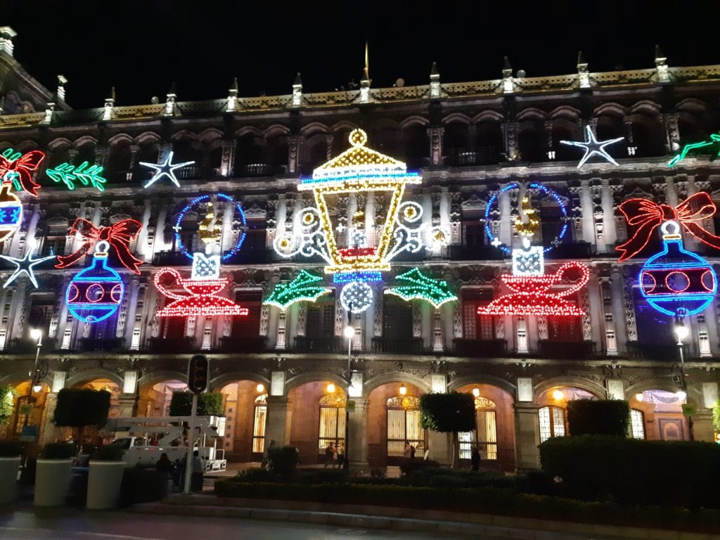 Zocalo street view with xmas lights displayed