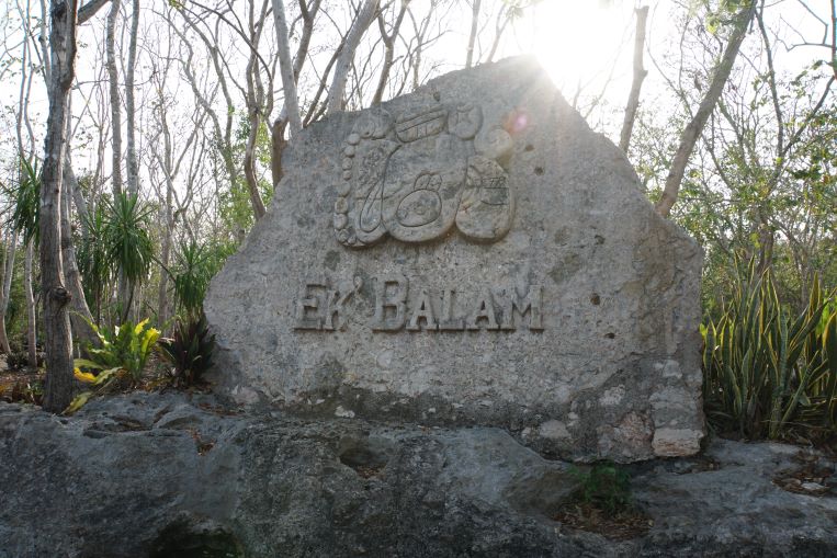 Ek Balam Entrance Rock displaying figure