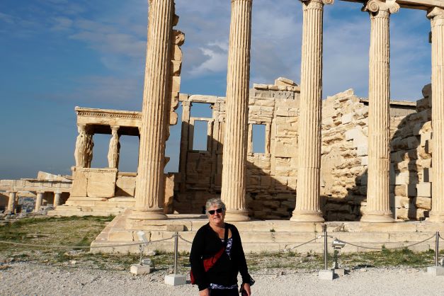 Cindy standing in front of Erechtheum