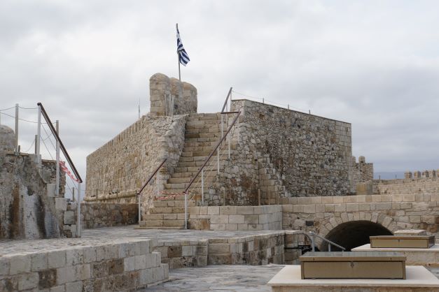 Top floor of Koules fortress with greek flag