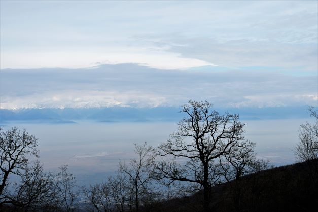 Signagi with the Caucasus Mountains far in the distance