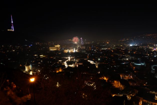 Tbilisi city new years fireworks