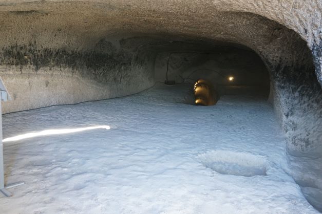 Walking through tunnel at Vardzia the exit