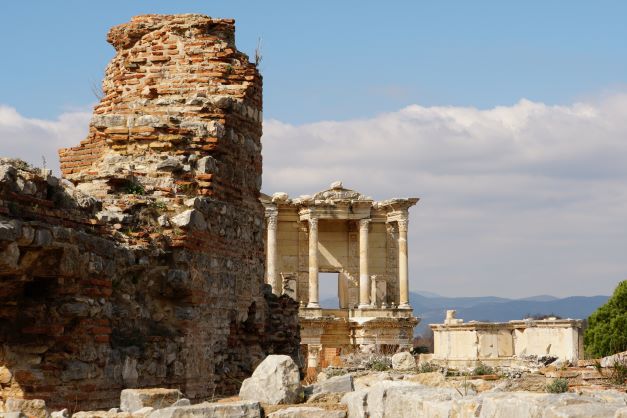 Celsus Library viewed at a angle Ephesus at Selcuk