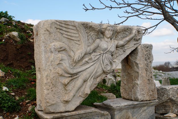 Stone angle image on street of Ephesus near Selcuk