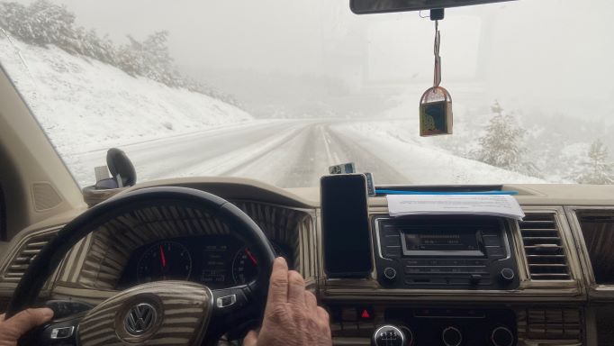 Snowstorm heading to Fethiye from Pamukkale