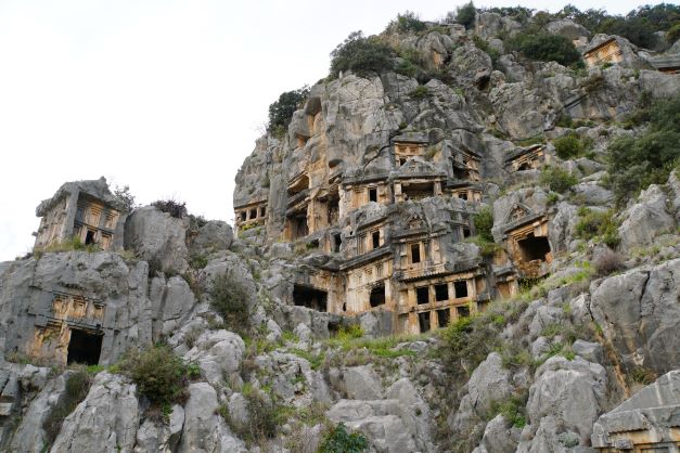 Looking up at Lycian Rock graves