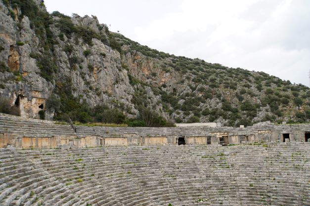 Myra theater looking back onto the tombs behind