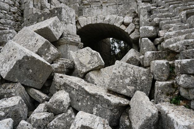 Ruins covering entrance at Termessos Theater