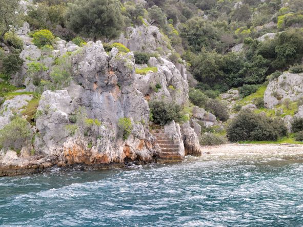 Staircase leading into the water at Kekova