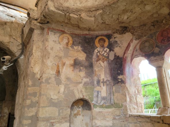 Wall fresco as you enter St Nicholas church