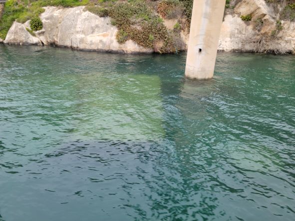 Sunken city ruins viewed in the water